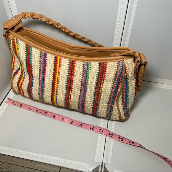 Rosetti Multicolored Woven With Pleather Trim Shoulder Bag Handbag - Picture 5 of 9